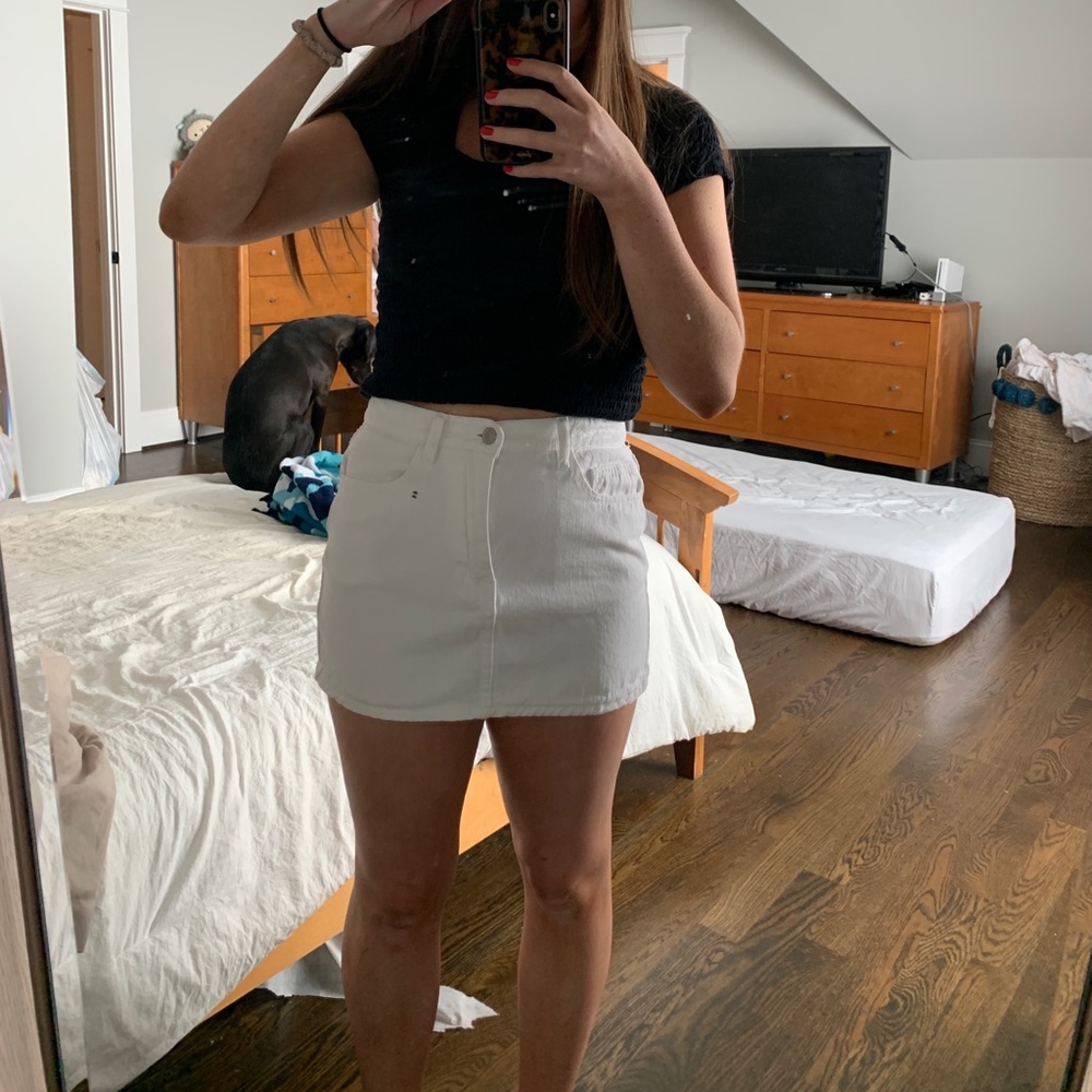 White Denim Skirt